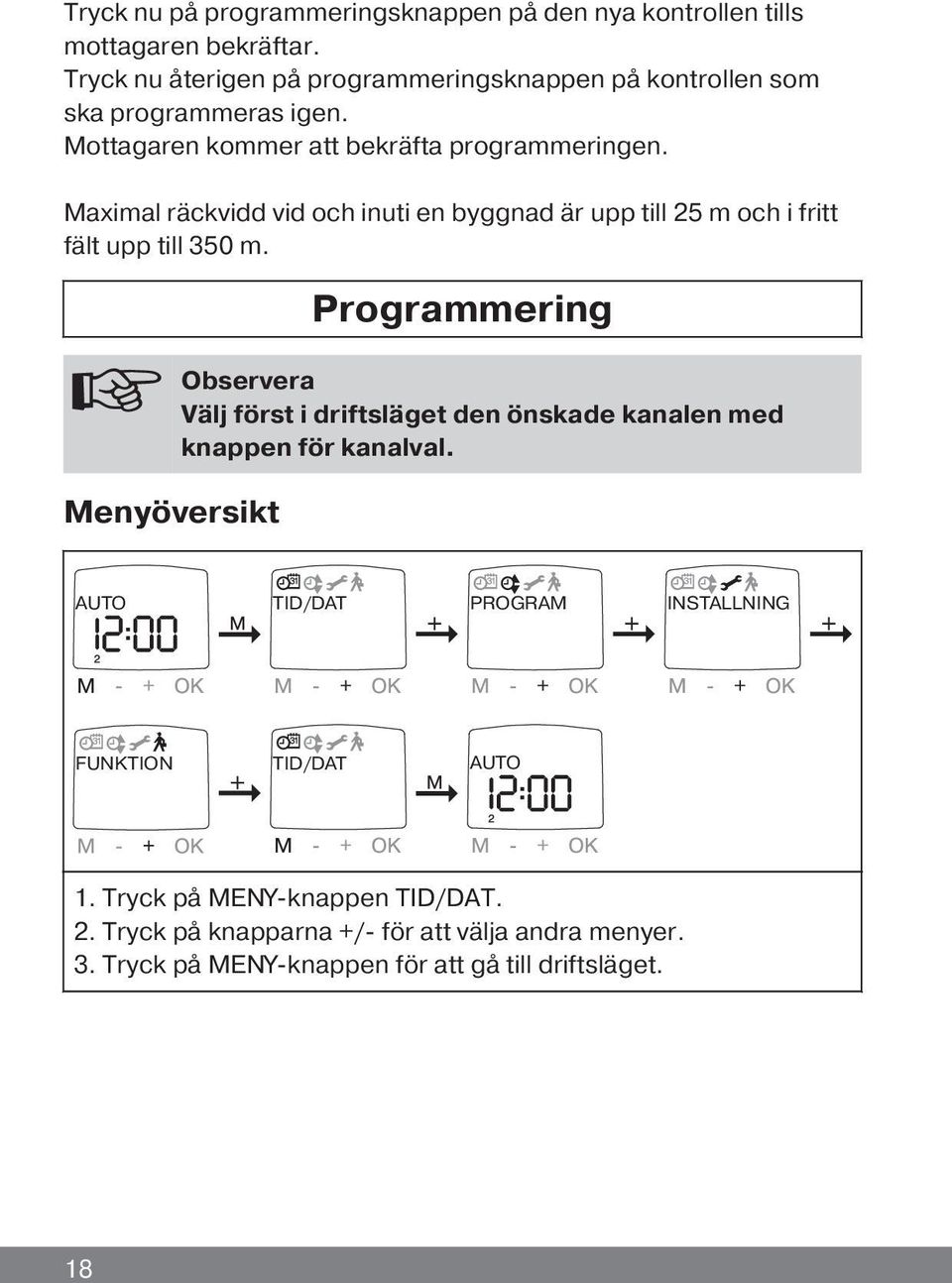 Maximal räckvidd vid och inuti en byggnad är upp till 25 m och i fritt fält upp till 350 m.