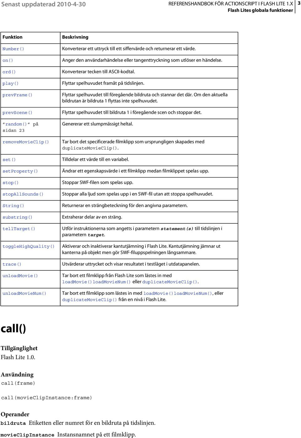 Anger den användarhändelse eller tangenttryckning som utlöser en händelse. Konverterar tecken till ASCII-kodtal. Flyttar spelhuvudet framåt på tidslinjen.