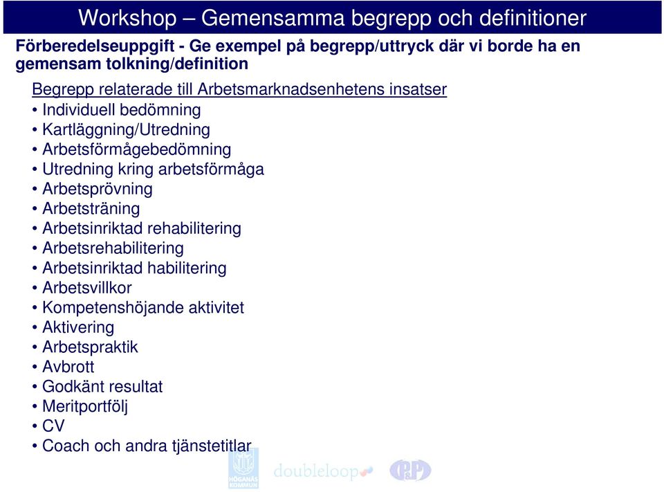 arbetsförmåga Arbetsprövning Arbetsträning Arbetsinriktad rehabilitering Arbetsrehabilitering Arbetsinriktad habilitering