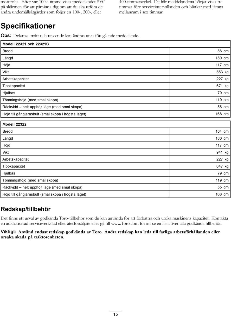 Specifikationer Obs: Delarnas mått och utseende kan ändras utan föregående meddelande.