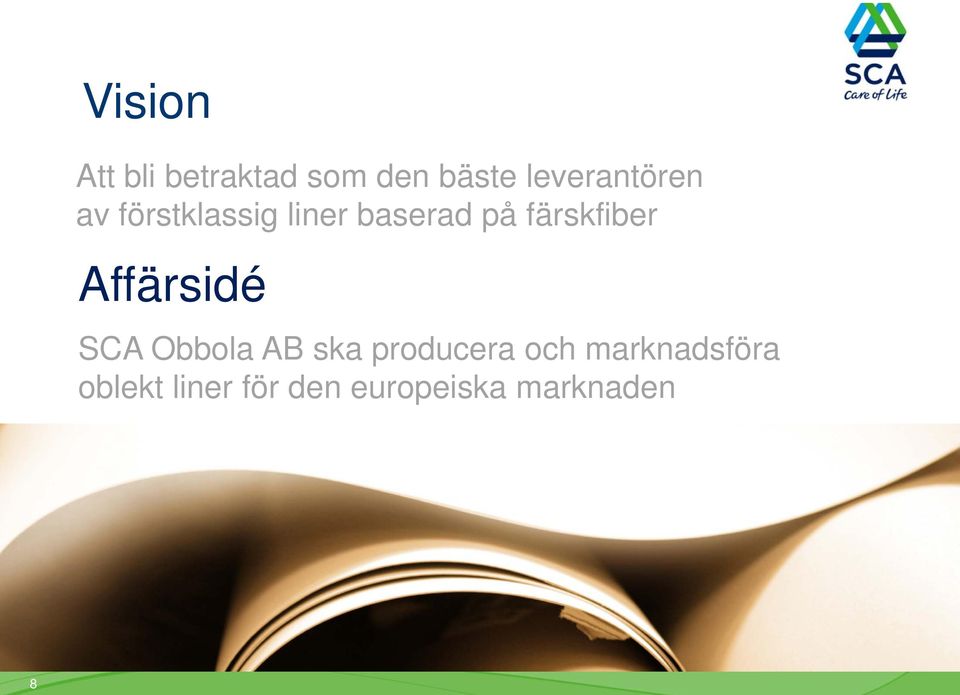 färskfiber Affärsidé SCA Obbola AB ska producera