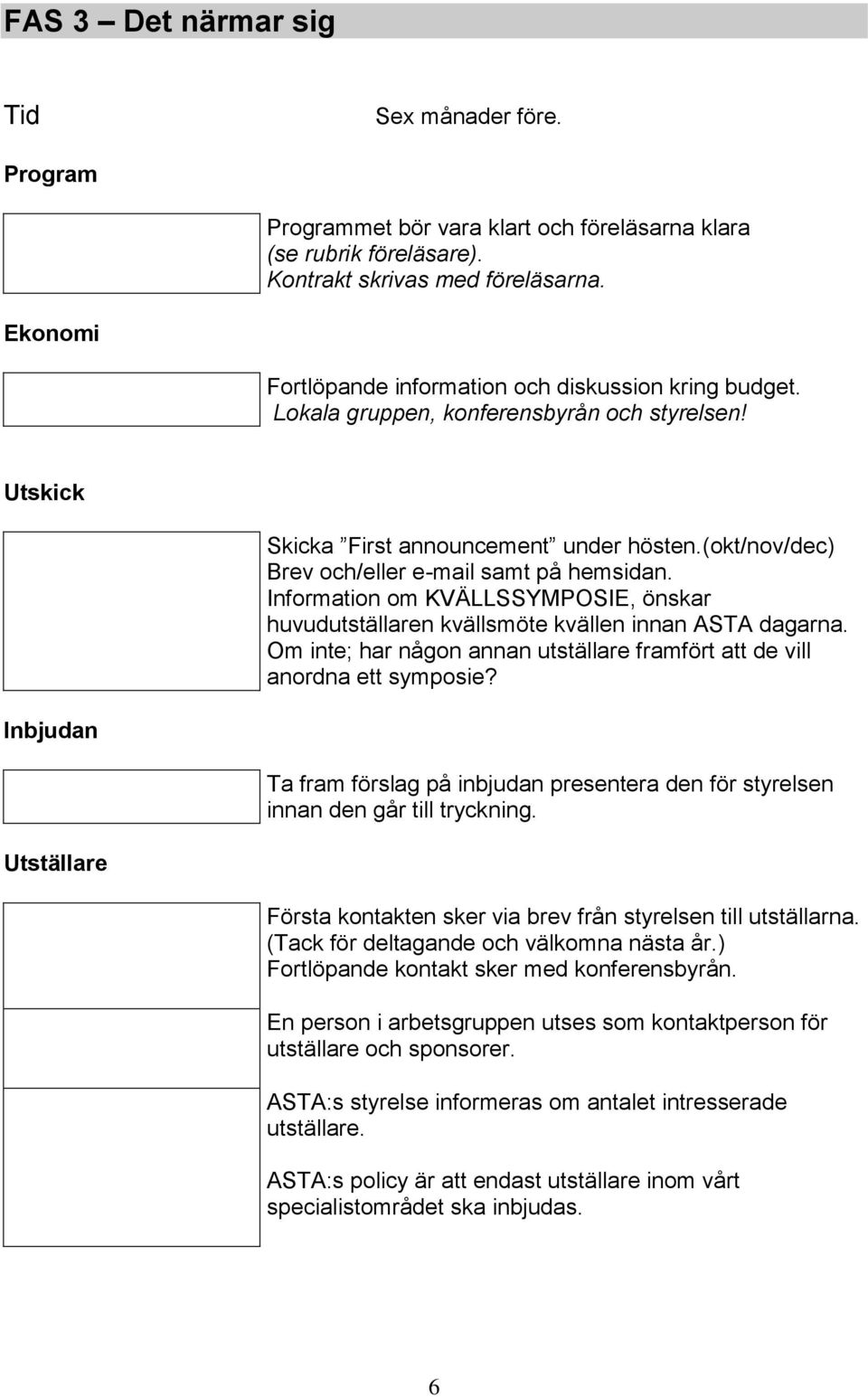 (okt/nov/dec) Brev och/eller e-mail samt på hemsidan. Information om KVÄLLSSYMPOSIE, önskar huvudutställaren kvällsmöte kvällen innan ASTA dagarna.