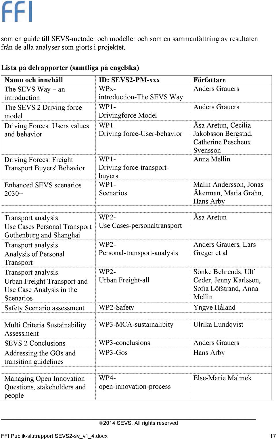 Anders Grauers model Drivingforce Model Driving Forces: Users values and behavior WP1_ Driving force-user-behavior Åsa Aretun, Cecilia Jakobsson Bergstad, Catherine Pescheux Driving Forces: Freight