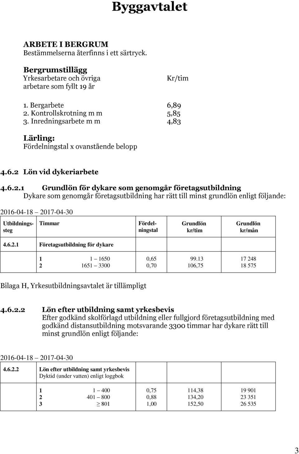 Lön vid dykeriarbete 4.6.2.