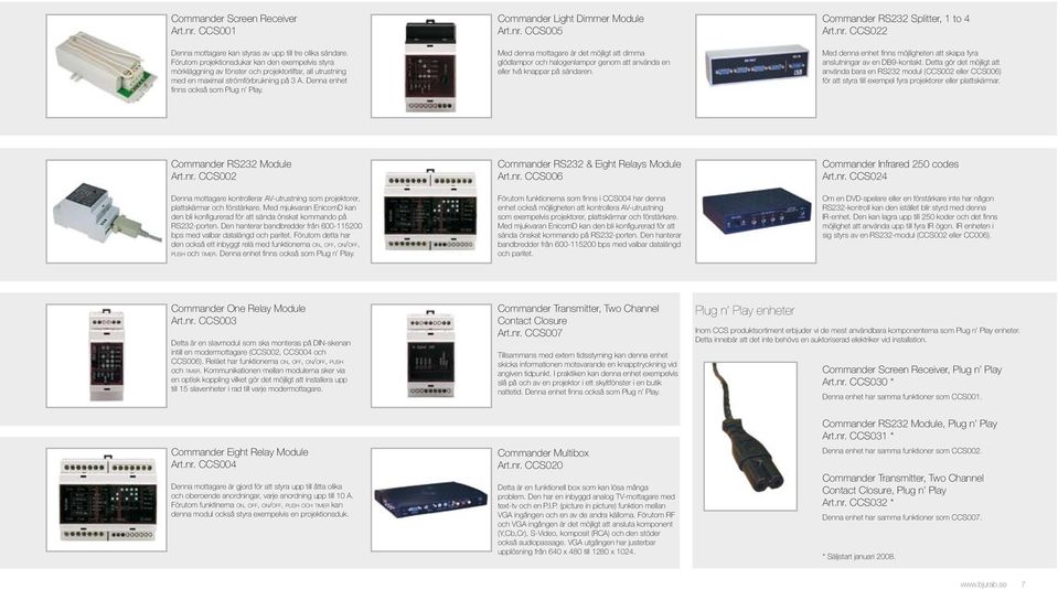 Commander Light Dimmer Module Art.nr. CCS005 Med denna mottagare är det möjligt att dimma glödlampor och halogenlampor genom att använda en eller två knappar på sändaren.