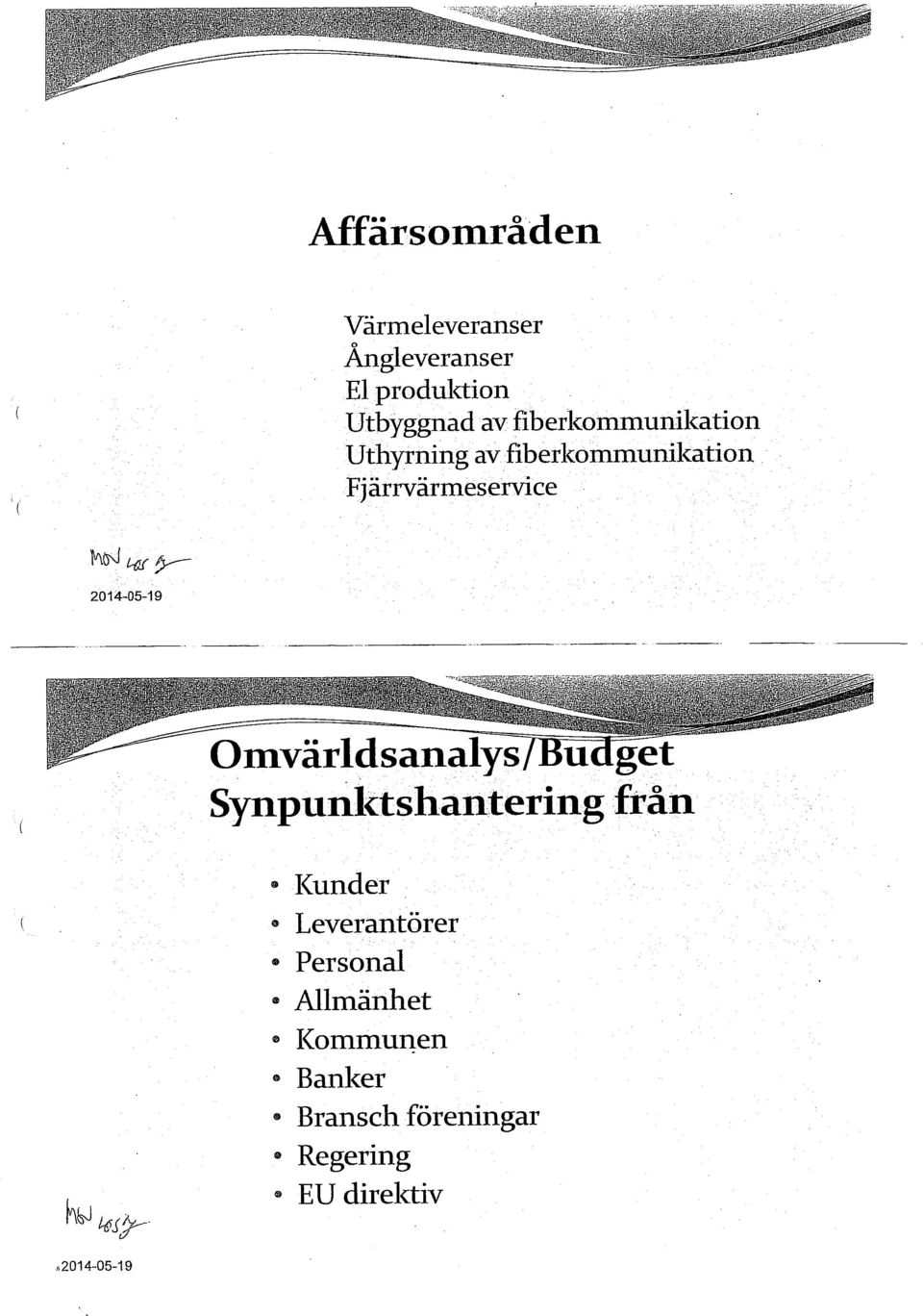 Omvärldsanalys/Budget Synpunktshantering från Km Kunder Leverantörer