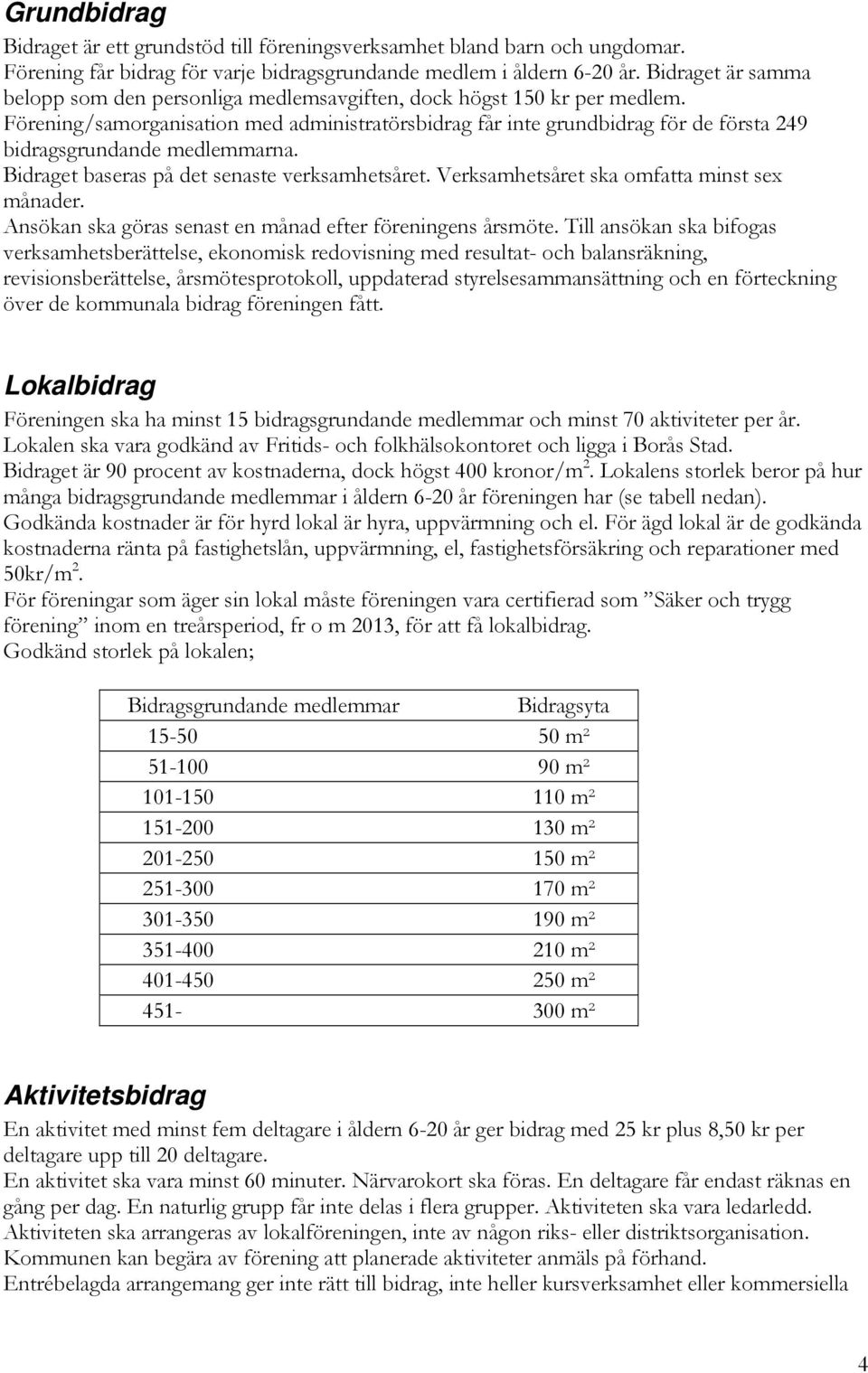Förening/samorganisation med administratörsbidrag får inte grundbidrag för de första 249 bidragsgrundande medlemmarna. Bidraget baseras på det senaste verksamhetsåret.