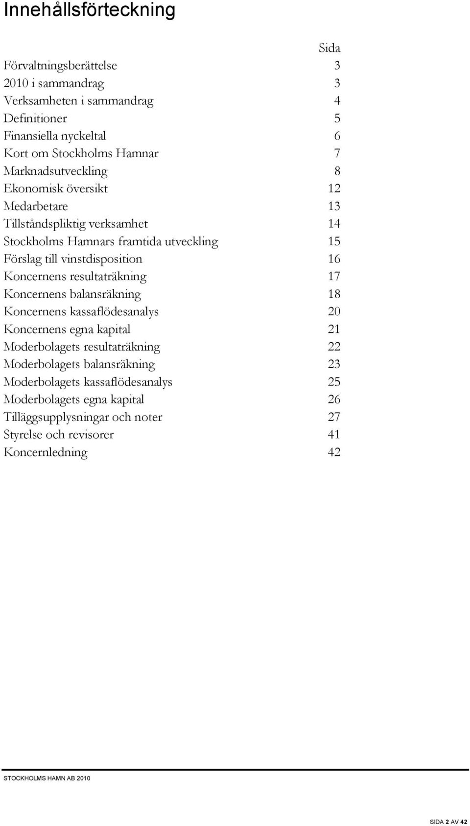 Koncernens resultaträkning 17 Koncernens balansräkning 18 Koncernens kassaflödesanalys 20 Koncernens egna kapital 21 Moderbolagets resultaträkning 22 Moderbolagets