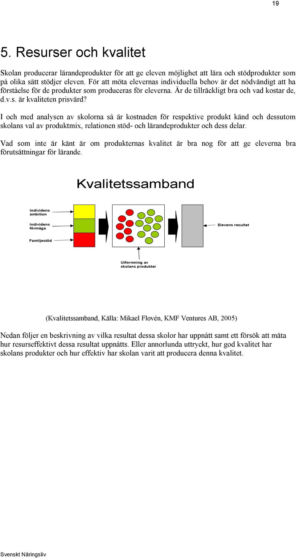 I och med analysen av skolorna så är kostnaden för respektive produkt känd och dessutom skolans val av produktmix, relationen stöd- och lärandeprodukter och dess delar.