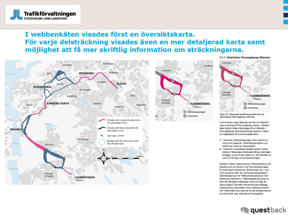 För varje delsträckning visades även en mer