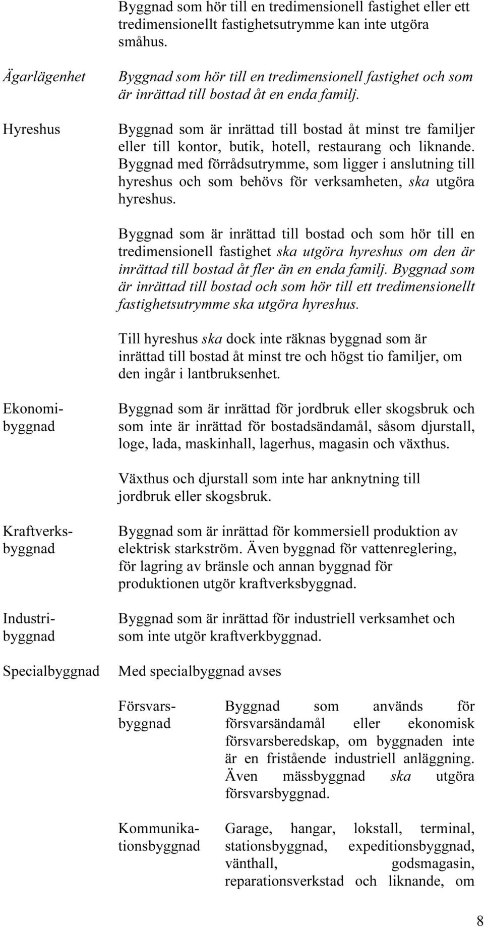 Byggnad som är inrättad till bostad åt minst tre familjer eller till kontor, butik, hotell, restaurang och liknande.