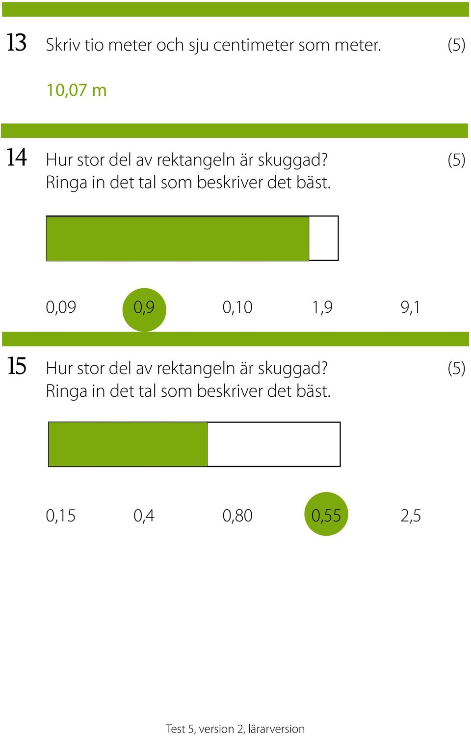 (5) Ringa in det tal som beskriver det bäst.