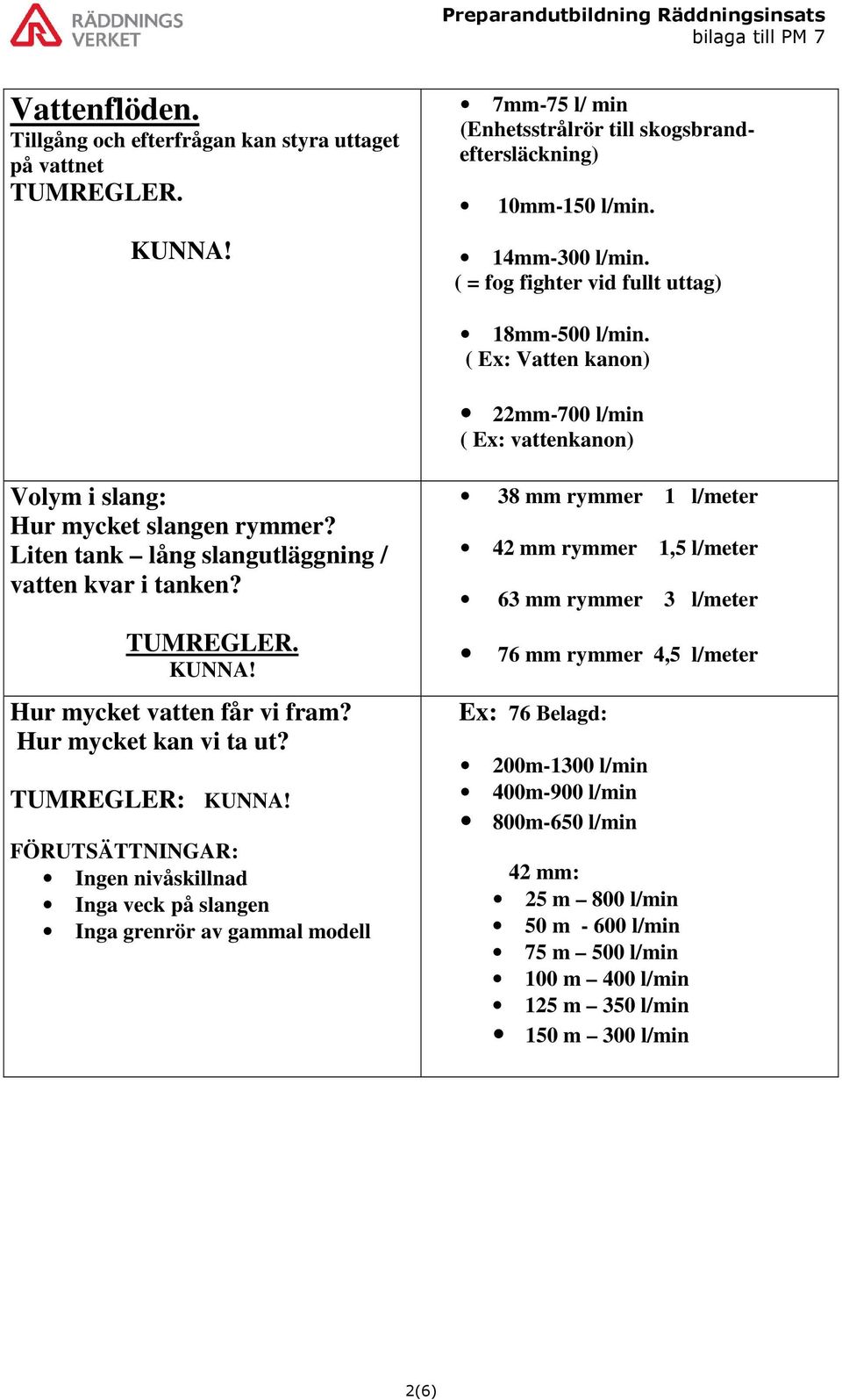 TUMREGLER. KUNNA! Hur mycket vatten får vi fram? Hur mycket kan vi ta ut? TUMREGLER: KUNNA!