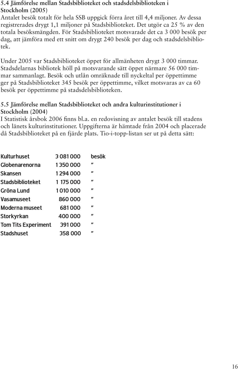 För Stadsbiblioteket motsvarade det ca 3 000 besök per dag, att jämföra med ett snitt om drygt 240 besök per dag och stadsdelsbibliotek.