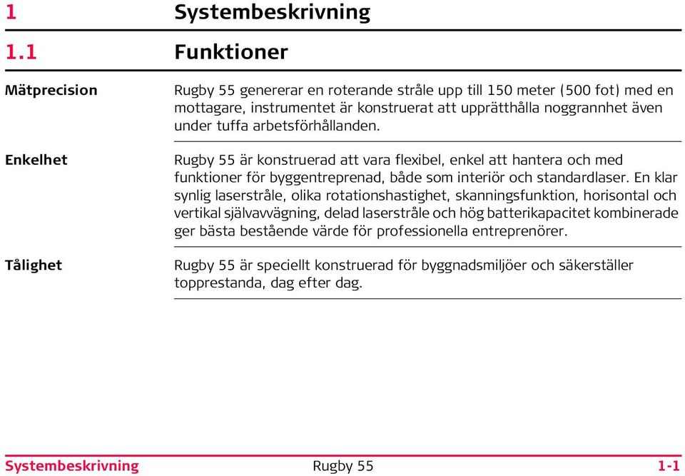 noggrannhet även under tuffa arbetsförhållanden. är konstruerad att vara flexibel, enkel att hantera och med funktioner för byggentreprenad, både som interiör och standardlaser.