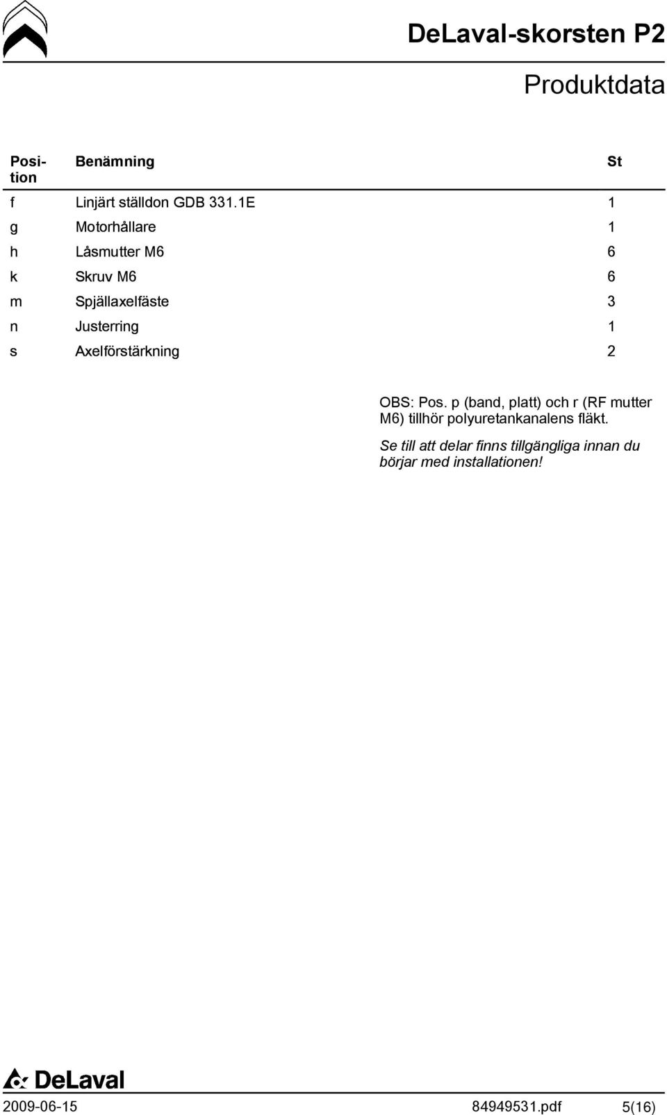 Justerring 1 s Axelförstärkning 2 St OBS: Pos.