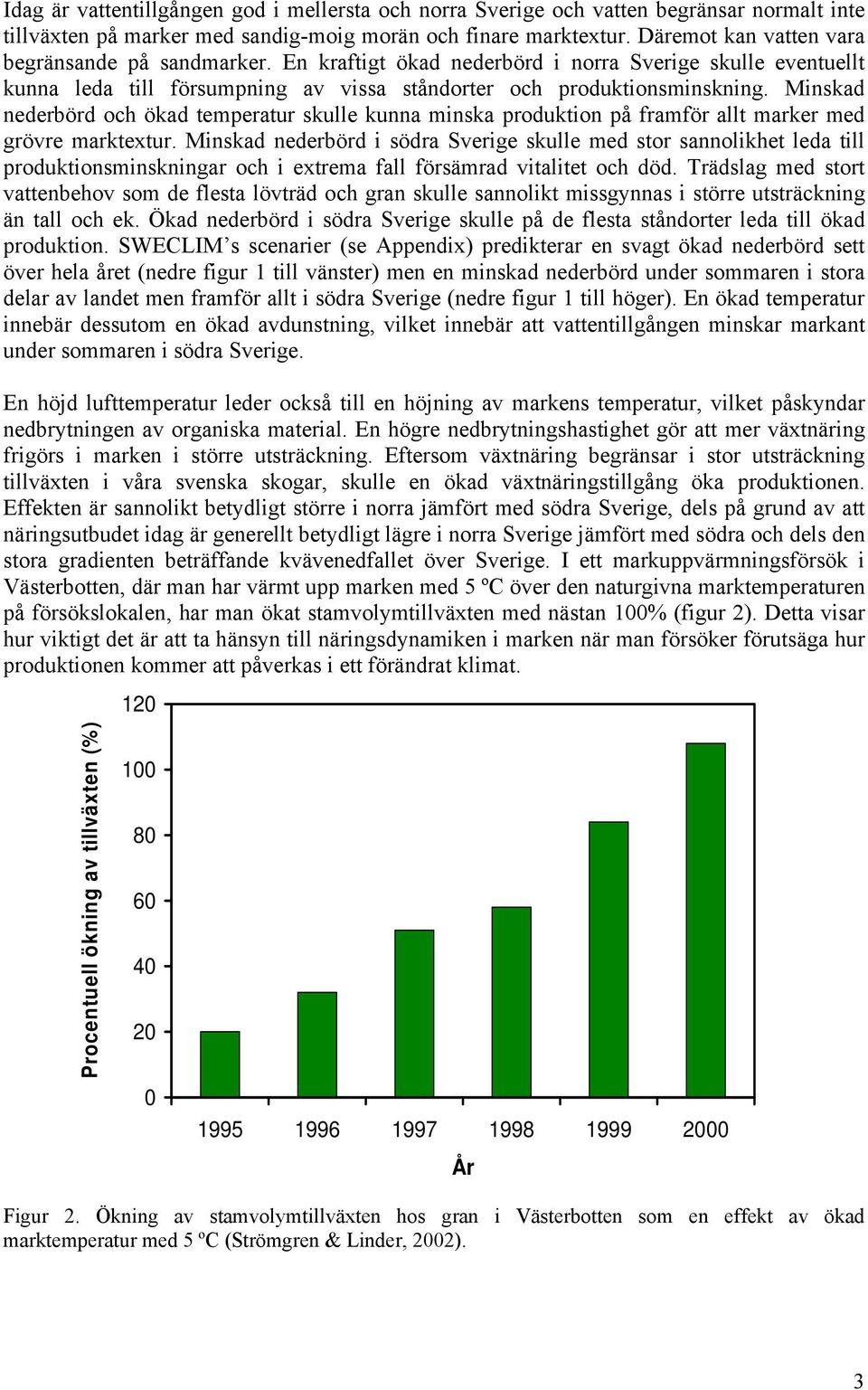 Minskad nederbörd och ökad temperatur skulle kunna minska produktion på framför allt marker med grövre marktextur.