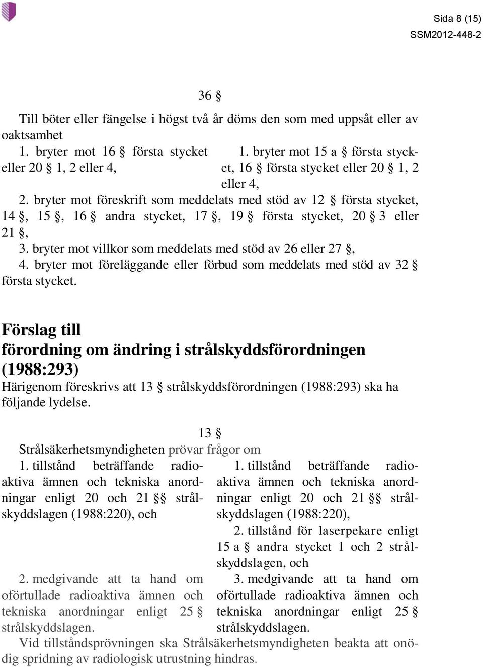 bryter mot föreskrift som meddelats med stöd av 12 första stycket, 14, 15, 16 andra stycket, 17, 19 första stycket, 20 3 eller 21, 3. bryter mot villkor som meddelats med stöd av 26 eller 27, 4.