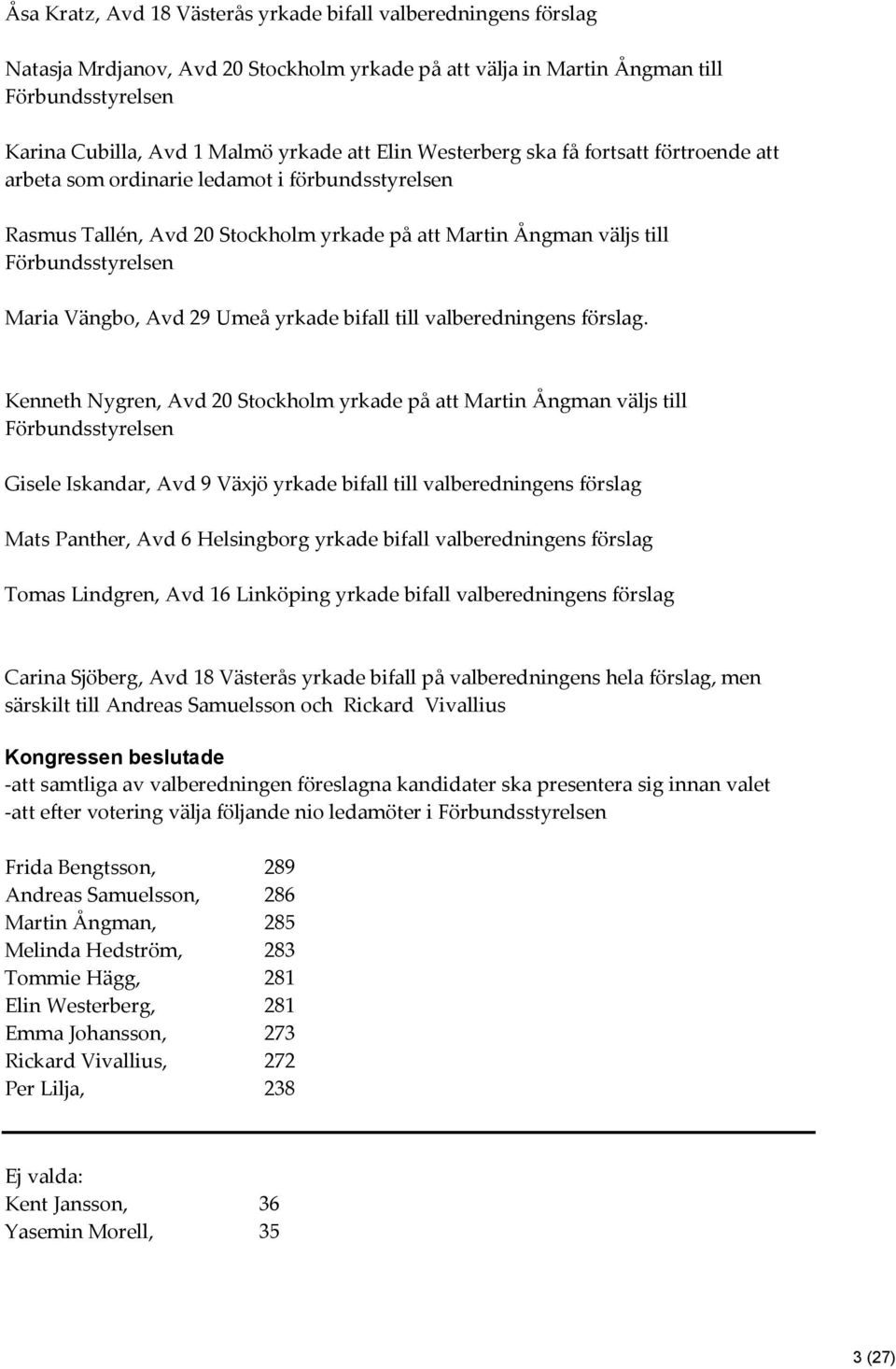 Avd 29 Umeå yrkade bifall till valberedningens förslag.