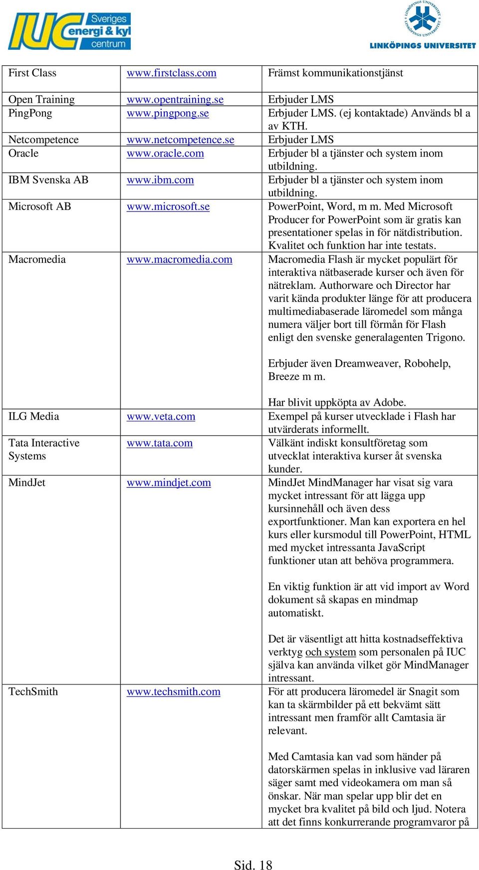 microsoft.se PowerPoint, Word, m m. Med Microsoft Producer for PowerPoint som är gratis kan presentationer spelas in för nätdistribution. Kvalitet och funktion har inte testats. Macromedia www.