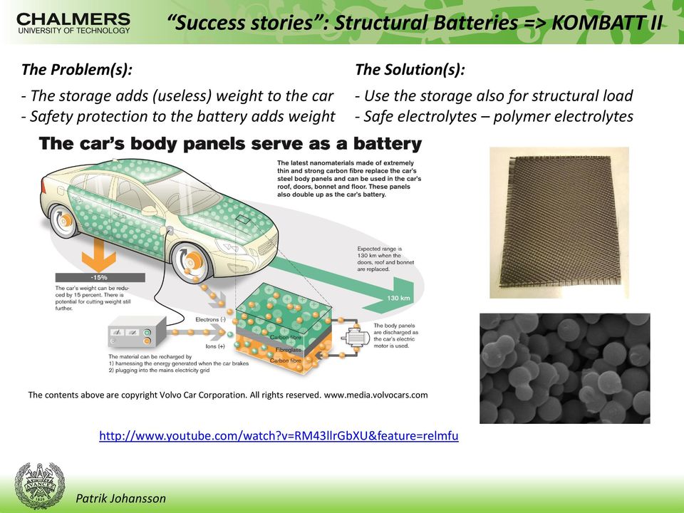 structural load - Safe electrolytes polymer electrolytes The contents above are copyright Volvo Car