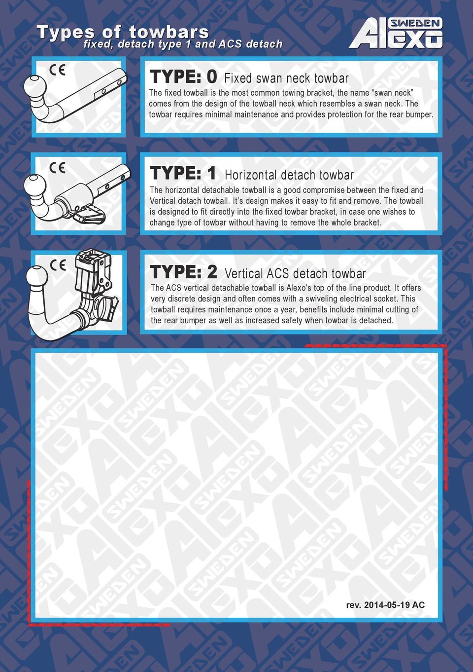 TYPE: 1 Horizontal detach towbar The horizontal detachable towball is a good compromise between the fixed and Vertical detach towball. It s design makes it easy to fit and remove.