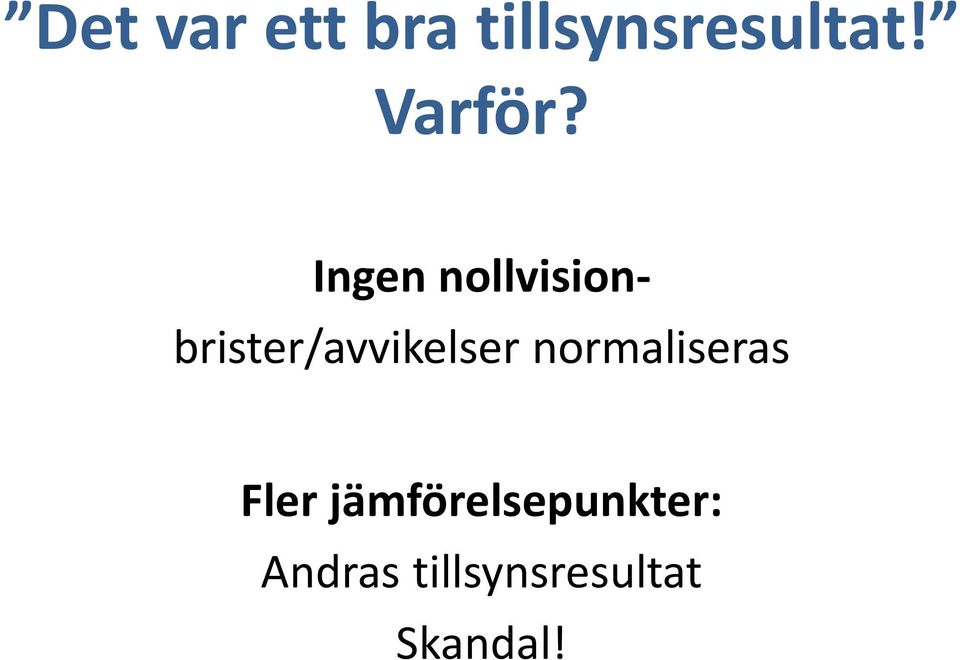 Ingen nollvision- brister/avvikelser