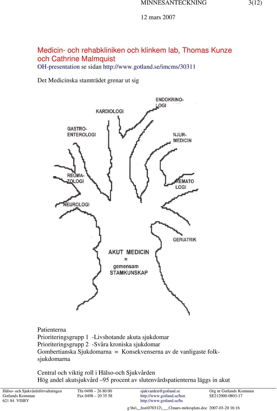 se/imcms/30311 Det Medicinska stamträdet grenar ut sig Patienterna Prioriteringsgrupp 1 -Livshotande akuta sjukdomar