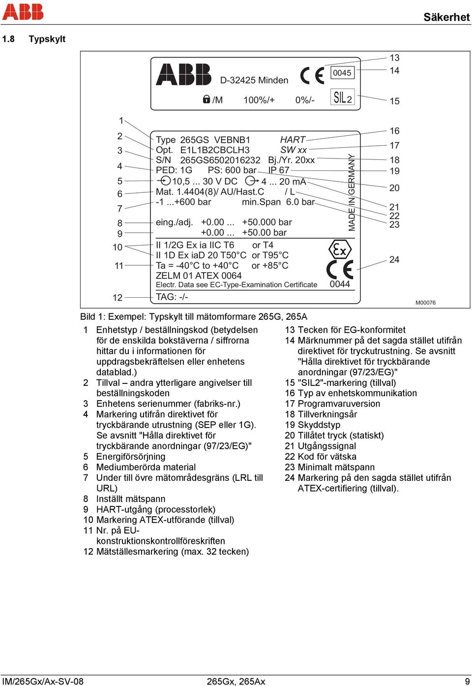 000 bar +0.00... +50.00 bar II 1/2G Ex ia IIC T6 or T4 II 1D Ex iad 20 T50 C or T95 C Ta = -40 C to +40 C or +85 C ZELM 01 ATEX 0064 Electr.