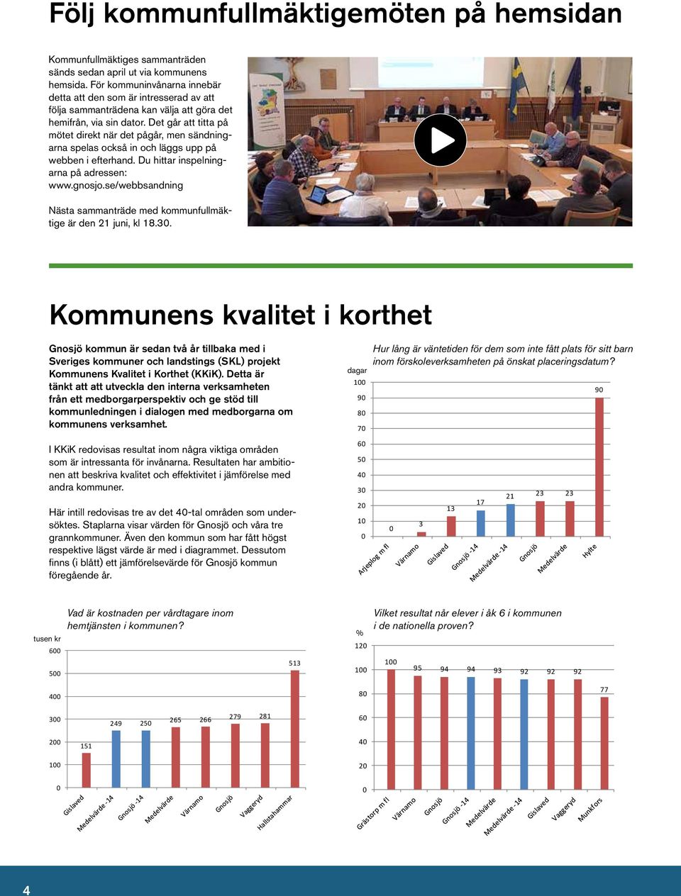 Det går att titta på mötet direkt när det pågår, men sändningarna spelas också in och läggs upp på webben i efterhand. Du hittar inspelningarna på adressen: www.gnosjo.