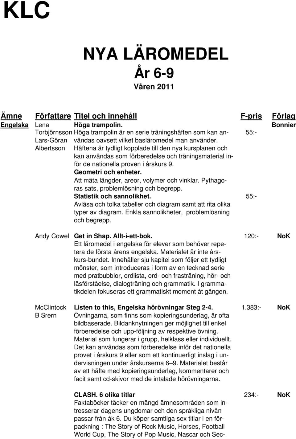 Albertsson Häftena är tydligt kopplade till den nya kursplanen och kan användas som förberedelse och träningsmaterial inför de nationella proven i årskurs 9. Geometri och enheter.