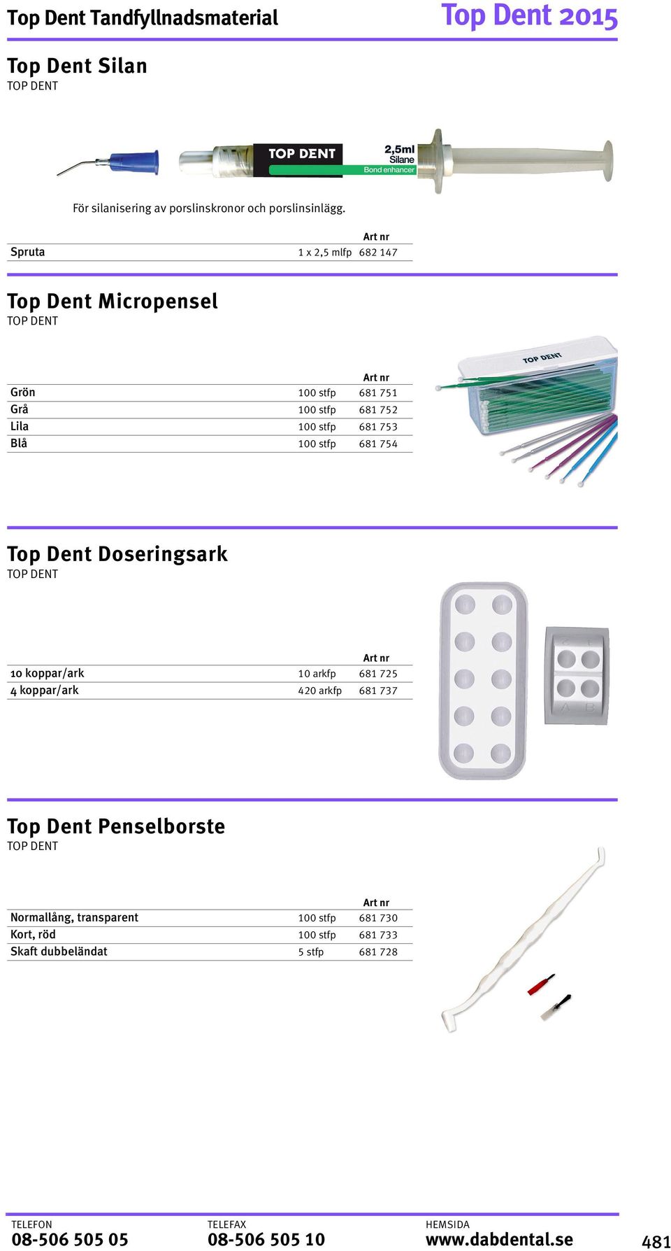 stfp 681 754 Top Dent Doseringsark 10 koppar/ark 10 arkfp 681 725 4 koppar/ark 420 arkfp 681 737 Top Dent Penselborste