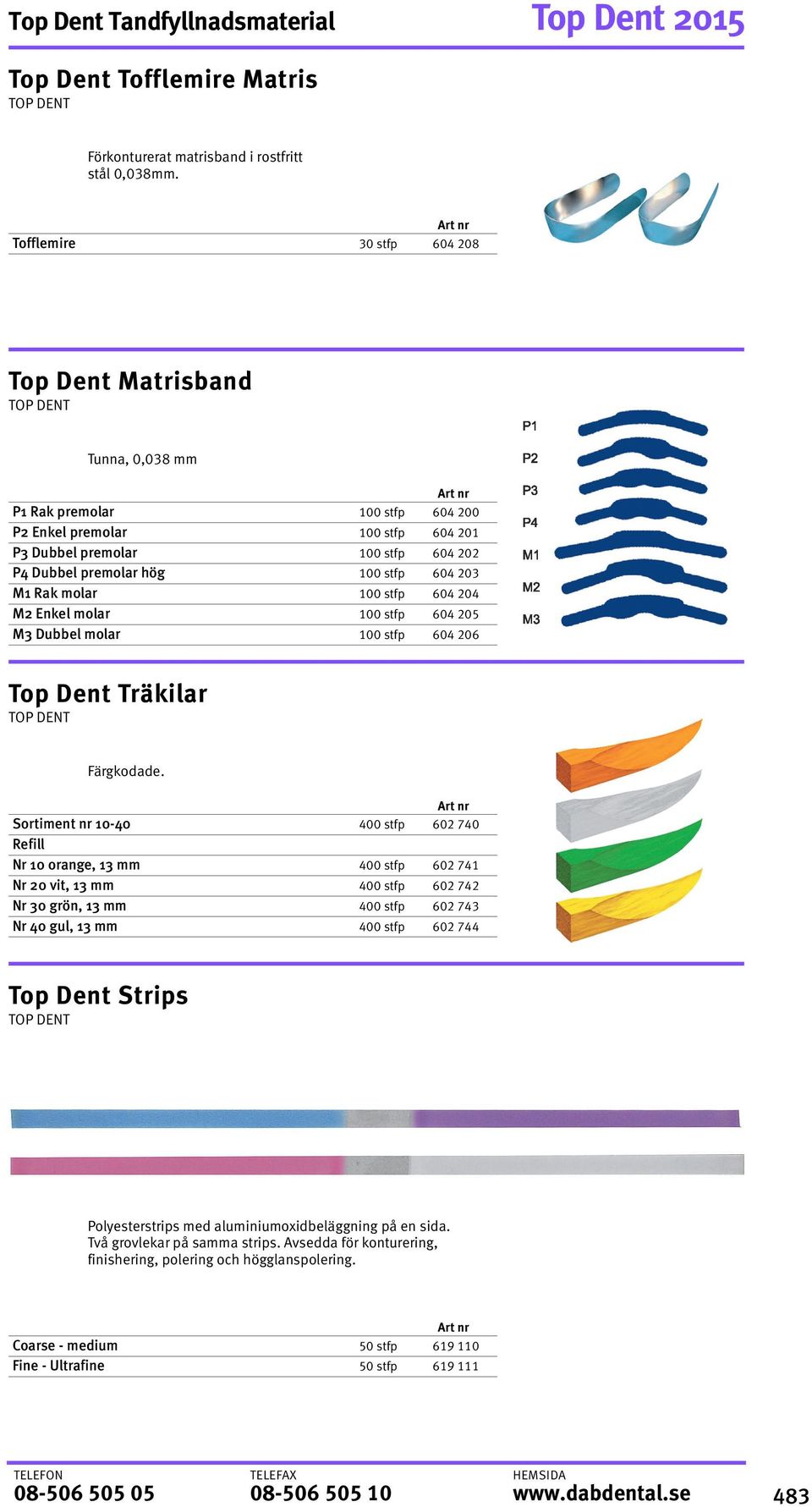 604 203 M1 Rak molar 100 stfp 604 204 M2 Enkel molar 100 stfp 604 205 M3 Dubbel molar 100 stfp 604 206 Top Dent Träkilar Färgkodade.