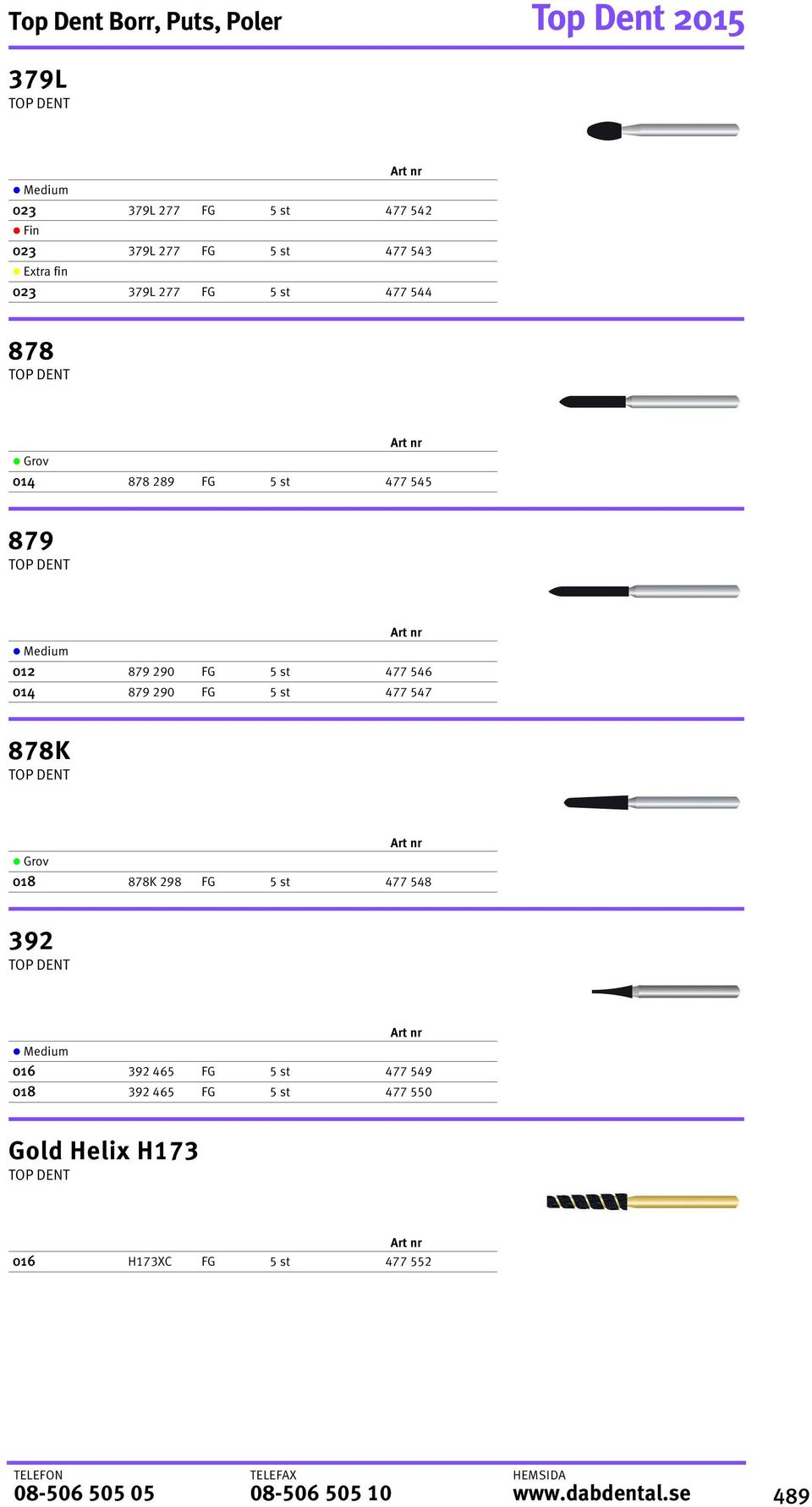 477 546 014 879 290 FG 5 st 477 547 878K Grov 018 878K 298 FG 5 st 477 548 392 Medium 016 392 465 FG 5 st 477 549