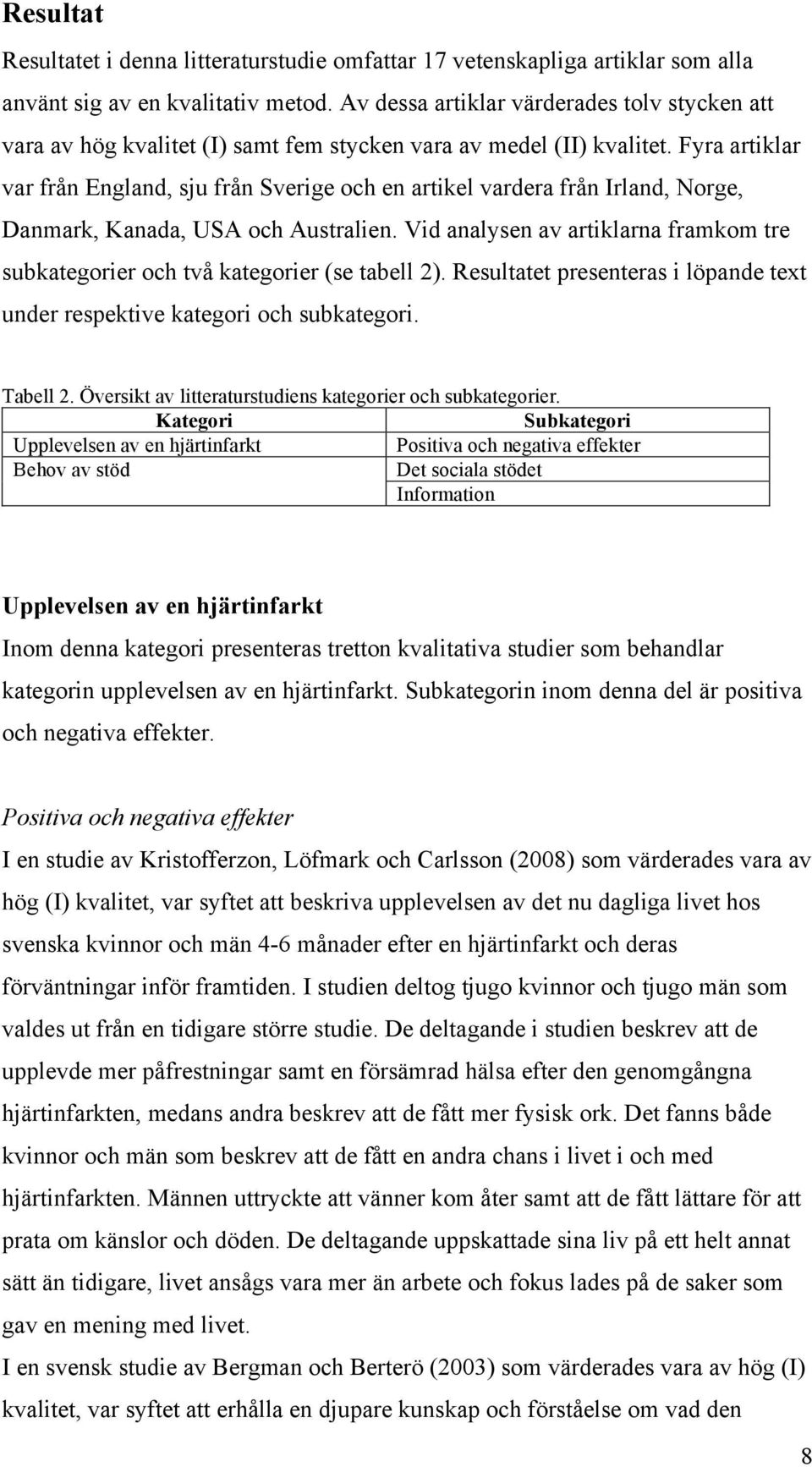 Fyra artiklar var från England, sju från Sverige och en artikel vardera från Irland, Norge, Danmark, Kanada, USA och Australien.