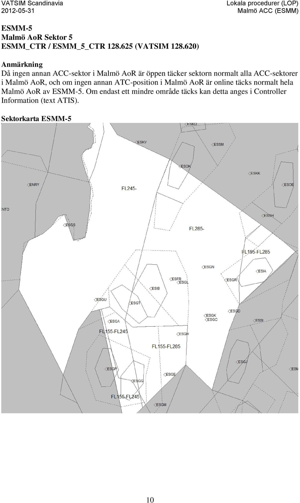 ACC-sektorer i Malmö AoR, och om ingen annan ATC-position i Malmö AoR är online täcks normalt