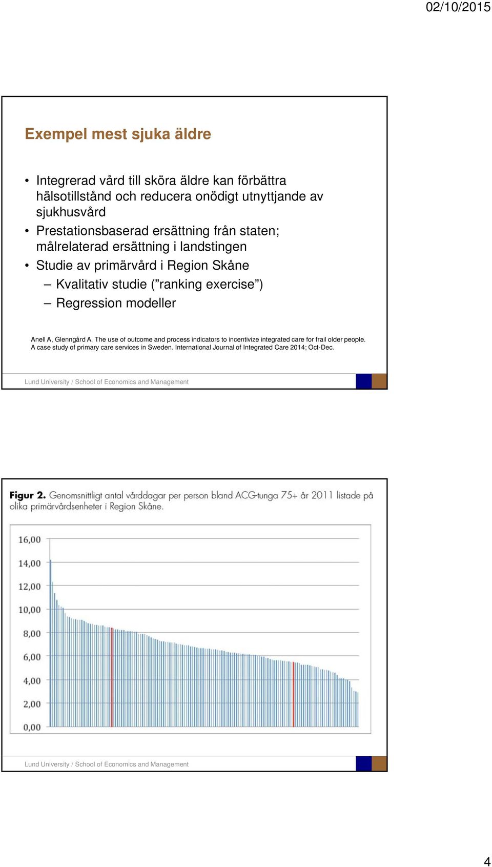 Kvalitativ studie ( ranking exercise ) Regression modeller Anell A, Glenngård A.