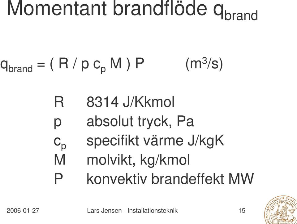 specifikt värme J/kgK molvikt, kg/kmol konvektiv