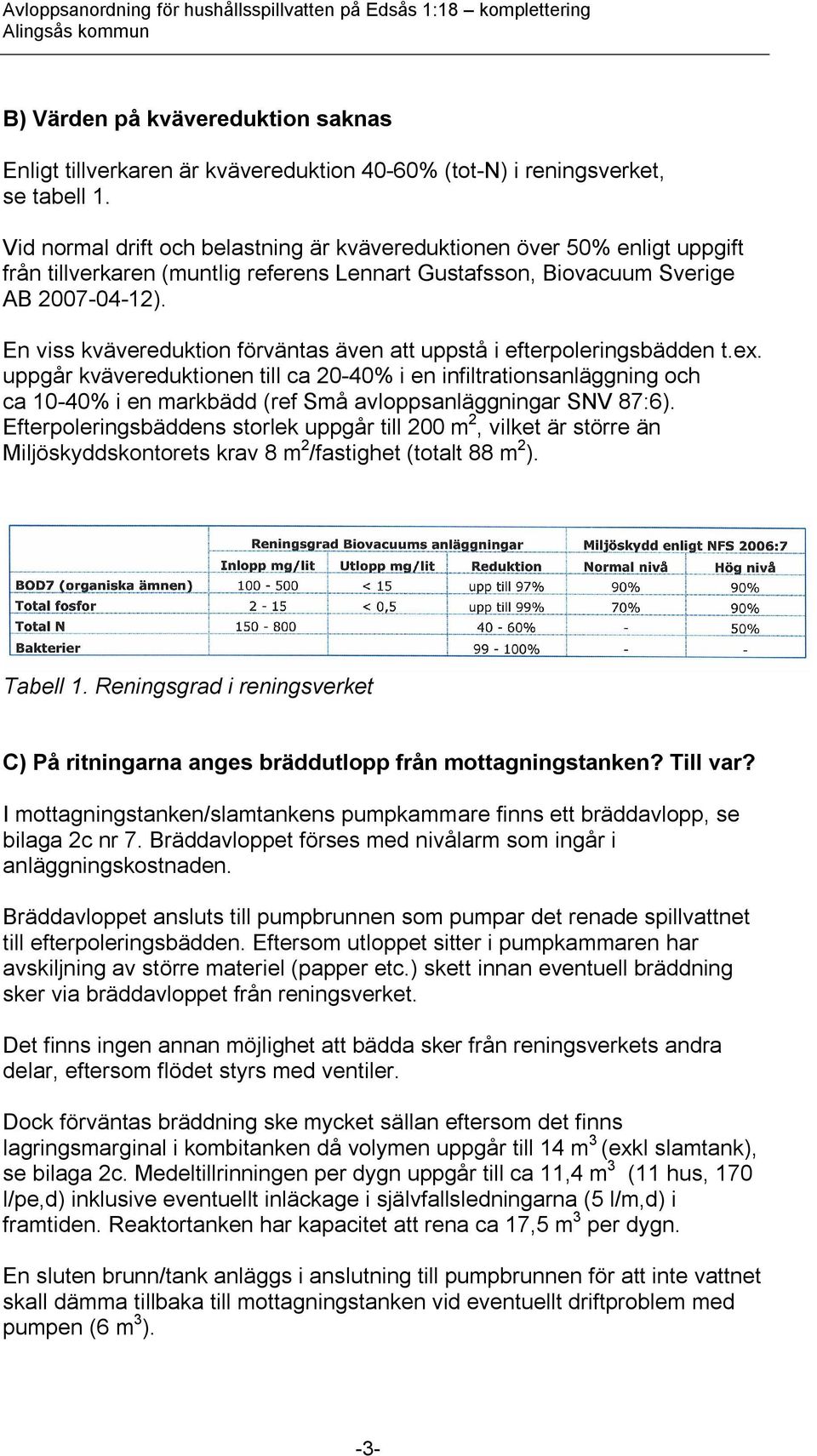 En viss kvävereduktion förväntas även att uppstå i efterpoleringsbädden t.ex.