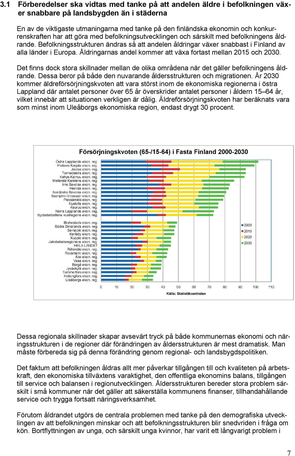 Befolkningsstrukturen ändras så att andelen åldringar växer snabbast i Finland av alla länder i Europa. Åldringarnas andel kommer att växa fortast mellan 2015 och 2030.