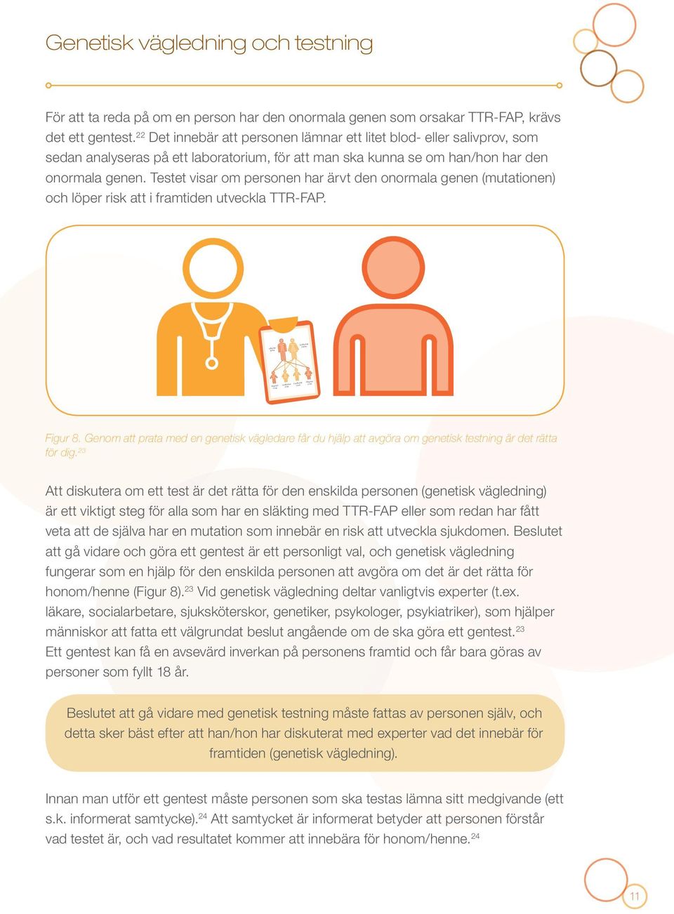 Testet visar om personen har ärvt den onormala genen (mutationen) och löper risk att i framtiden utveckla TTR-FAP. Unaffected Unaffected Unaffected Figur 8.