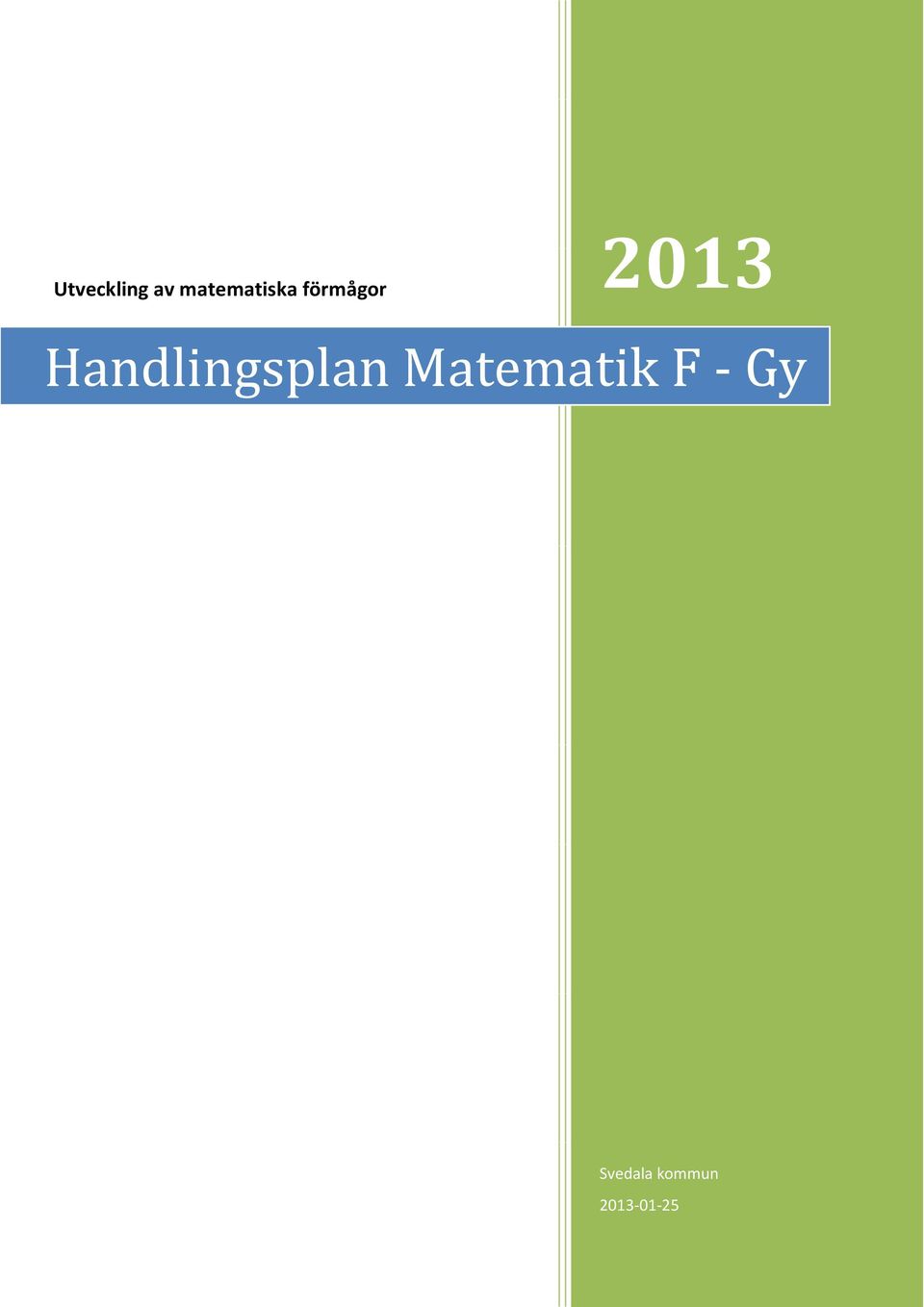 2013 Handlingsplan
