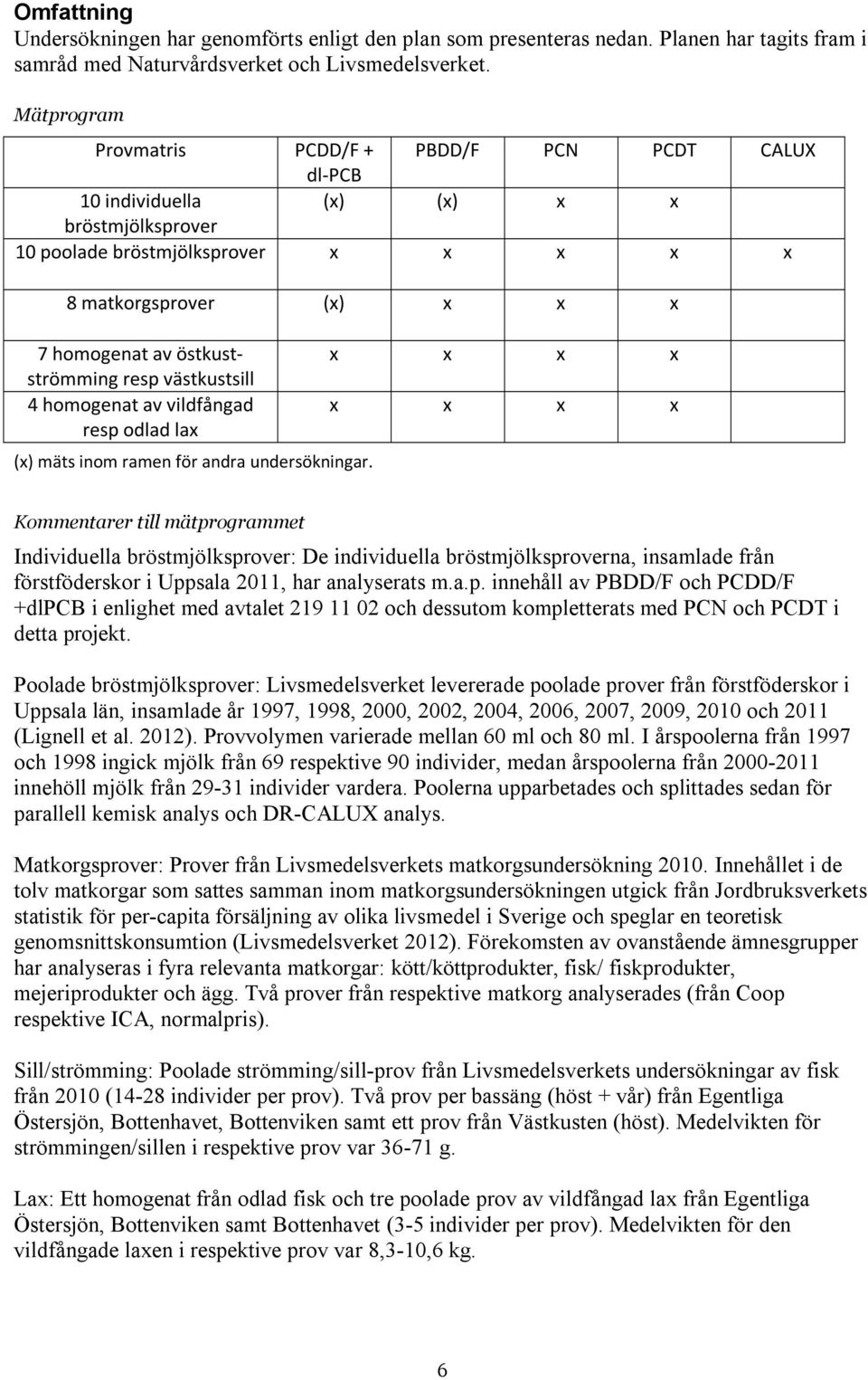 östkustströmming resp västkustsill 4 homogenat av vildfångad resp odlad lax (x) mäts inom ramen för andra undersökningar.