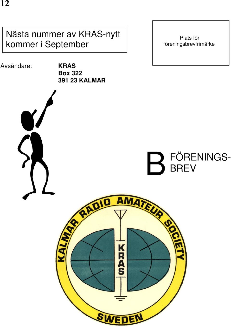 föreningsbrevfrimärke Avsändare: