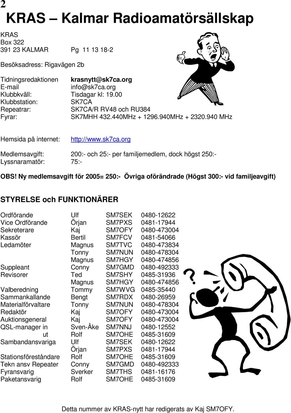 org Medlemsavgift: 200:- och 25:- per familjemedlem, dock högst 250:- Lyssnaramatör: 75:- OBS!