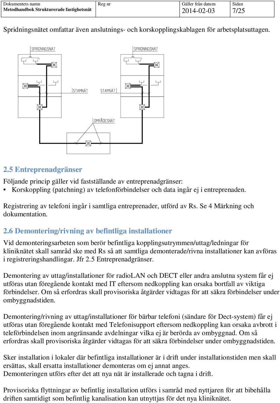 Registrering av telefoni ingår i samtliga entreprenader, utförd av Rs. Se 4 Märkning och dokumentation. 2.