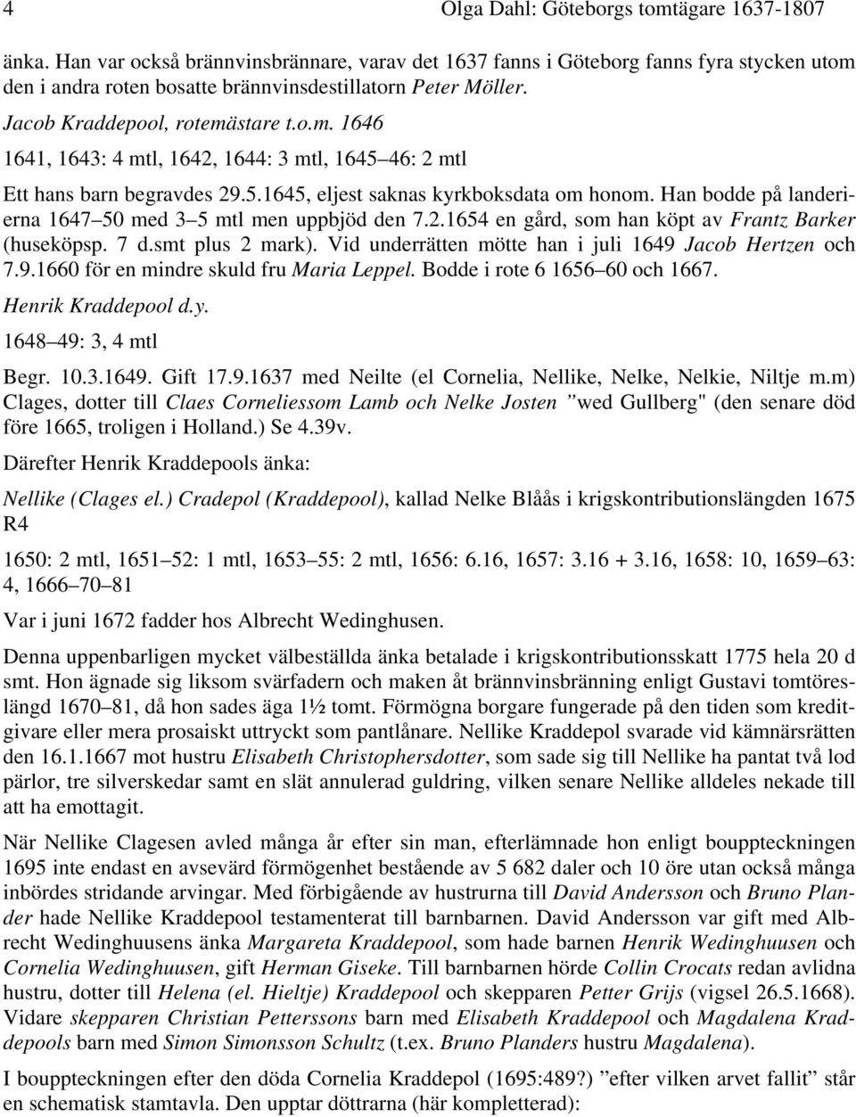 Han bodde på landerierna 1647 50 med 3 5 mtl men uppbjöd den 7.2.1654 en gård, som han köpt av Frantz Barker (huseköpsp. 7 d.smt plus 2 mark).