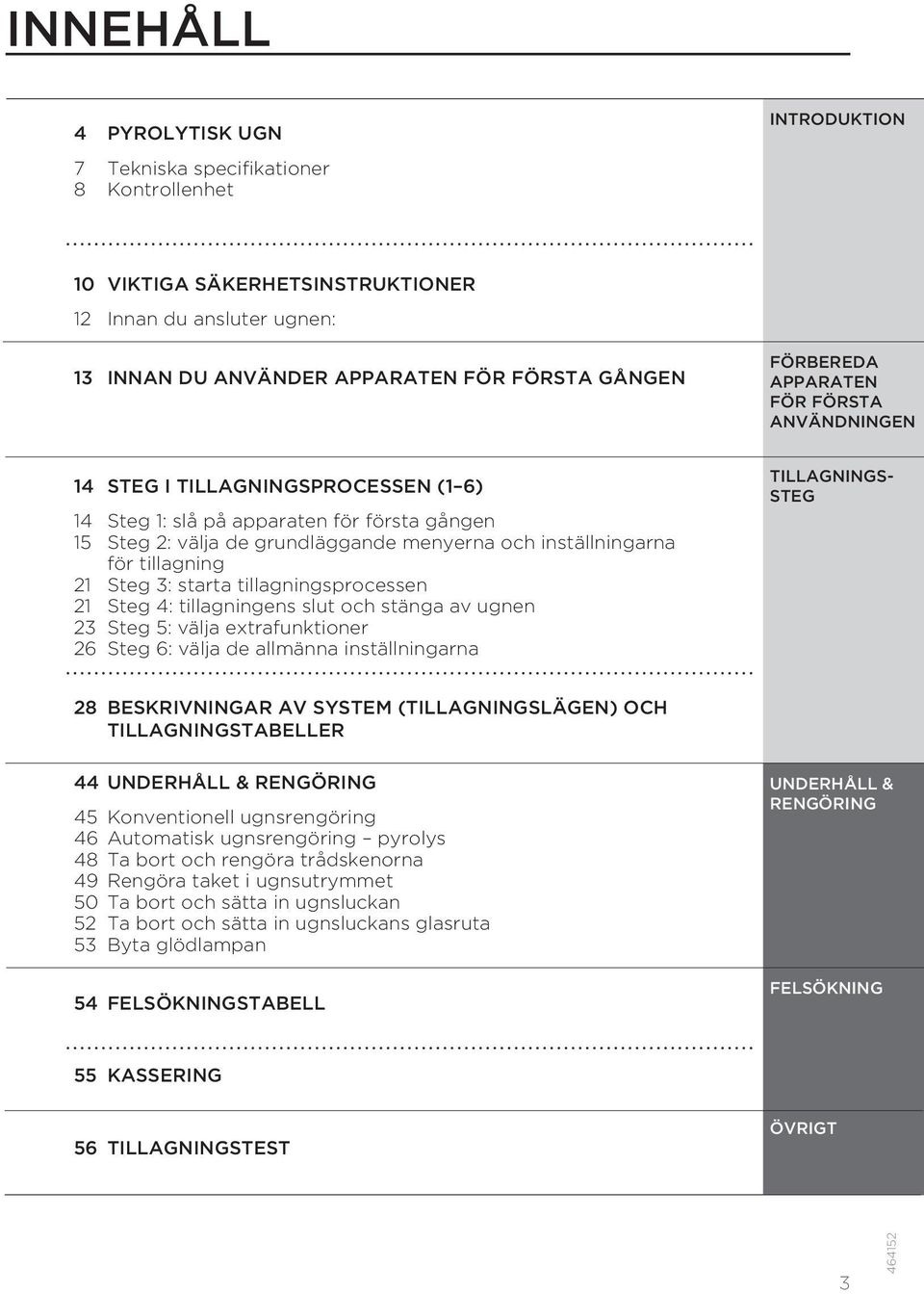 tillagning 21 Steg 3: starta tillagningsprocessen 21 Steg 4: tillagningens slut och stänga av ugnen 23 Steg 5: välja extrafunktioner 26 Steg 6: välja de allmänna inställningarna TILLAGNINGS- STEG 28