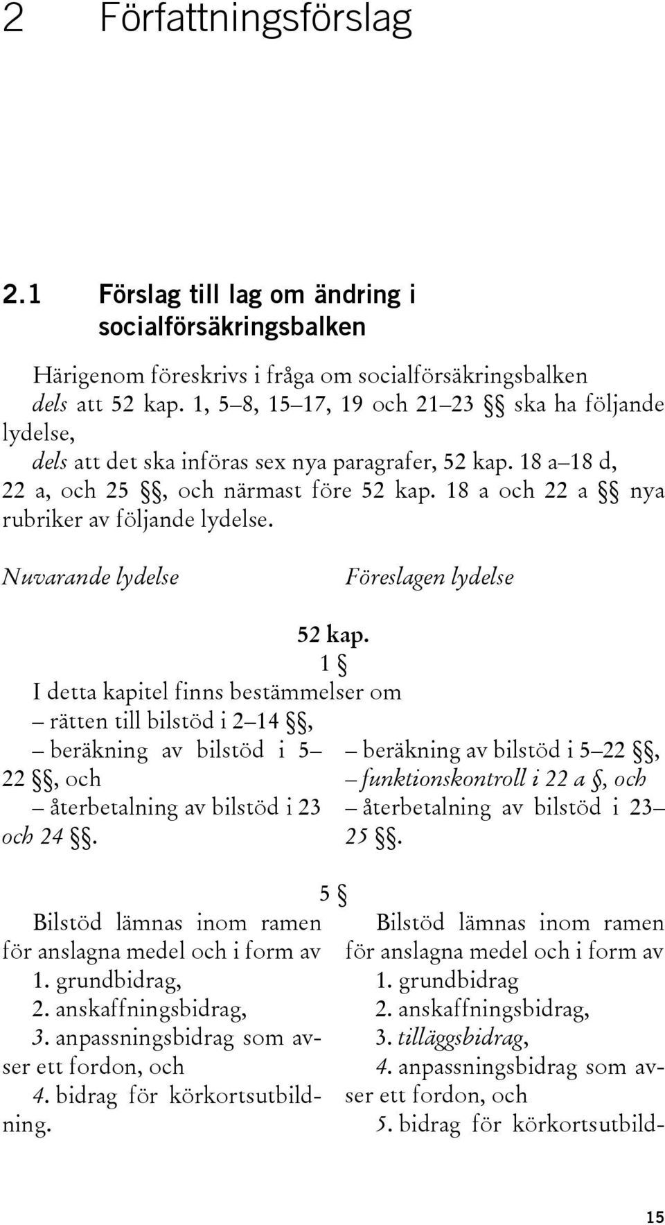 18 a och 22 a nya rubriker av följande lydelse. Nuvarande lydelse Föreslagen lydelse 52 kap.