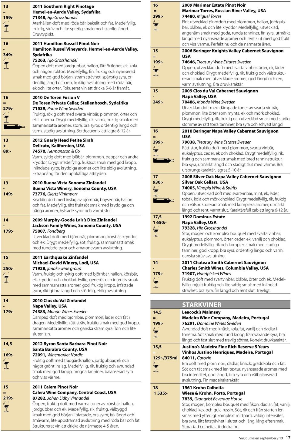 2011 Hamilton Russell Pinot Noir Hamilton Russel Vineyards, HermelenAarde Valley, Sydafrika 75263, Hjo Grosshandel Öppen doft med jordgubbar, hallon, lätt örtighet, ek, kola och någon rökton.